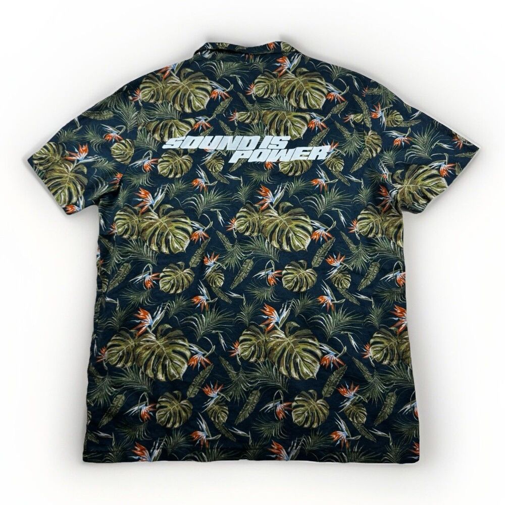 Bose Speakers Linen Hawaiian Shirt Men's XL Allover Print Tropical Floral Print